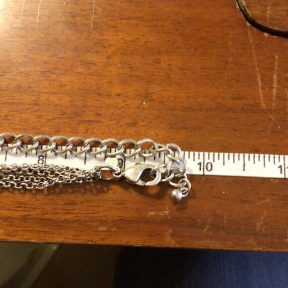 0064 Premier Designs Purple & Silver Tone Pendant w/Multi-Strand Chain Necklace - Picture 4 of 5